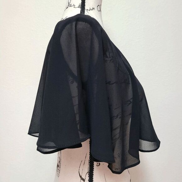 🖤 Mesh Evening Gothic Flapper 1920s Simple Black Shawl Wrap Cape NEW - Picture 11 of 16